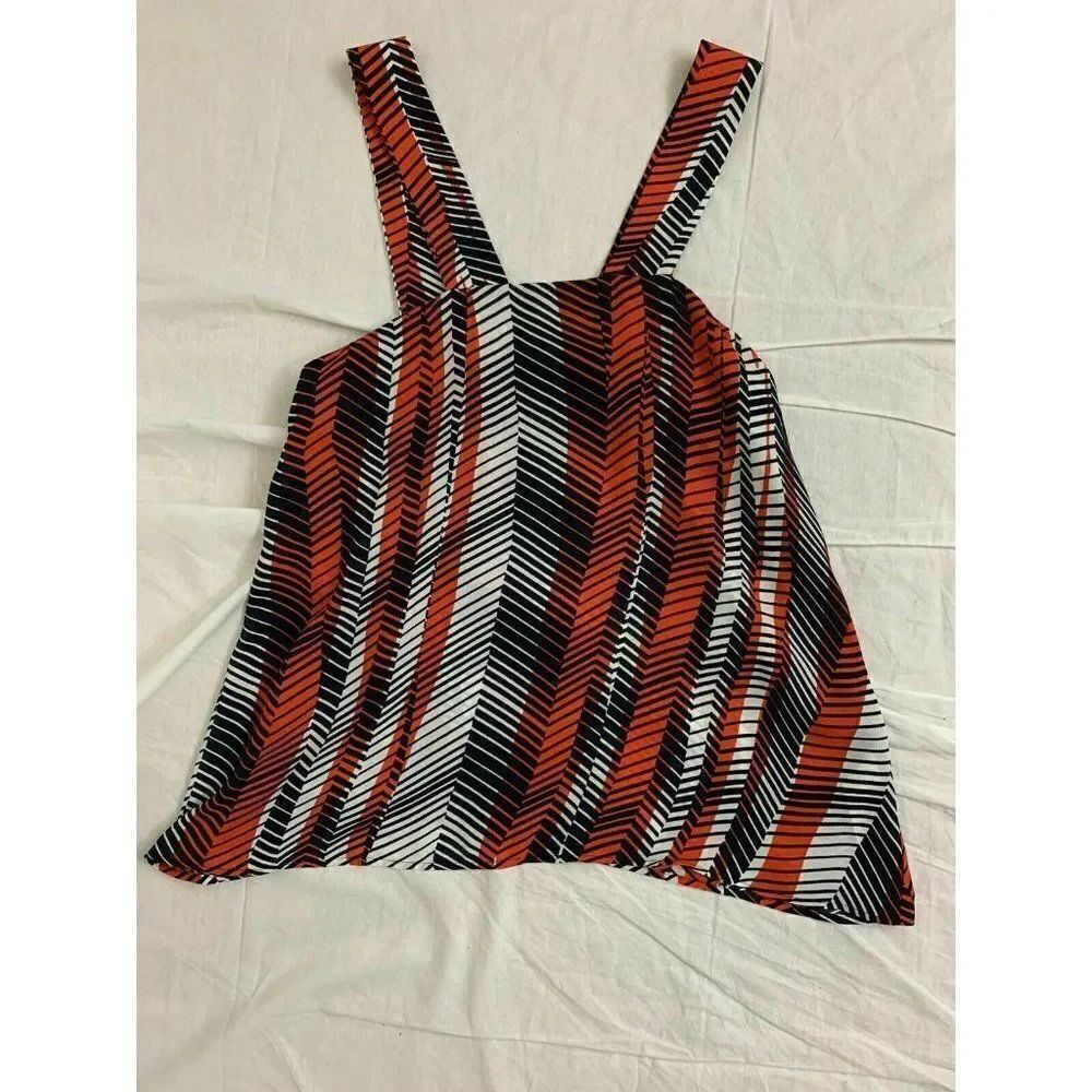Zara Womens Orange White Blue Tank Top Blouse Xs
